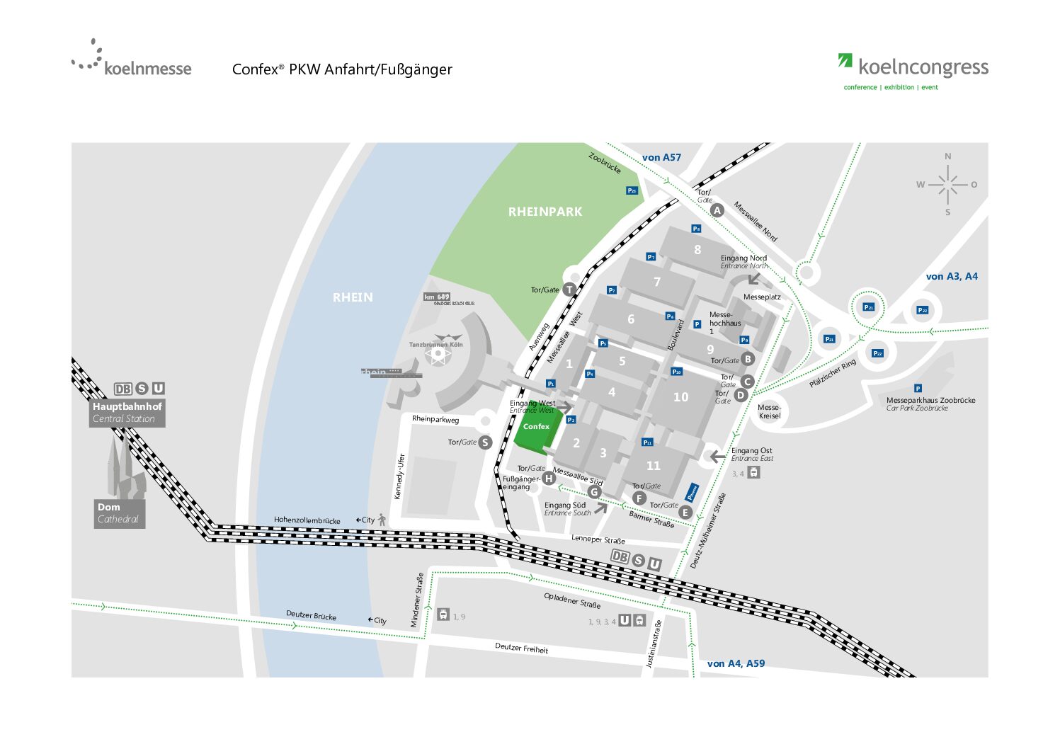 Anfahrt Koelnmesse Confex_PKW_Besucher_Tor H